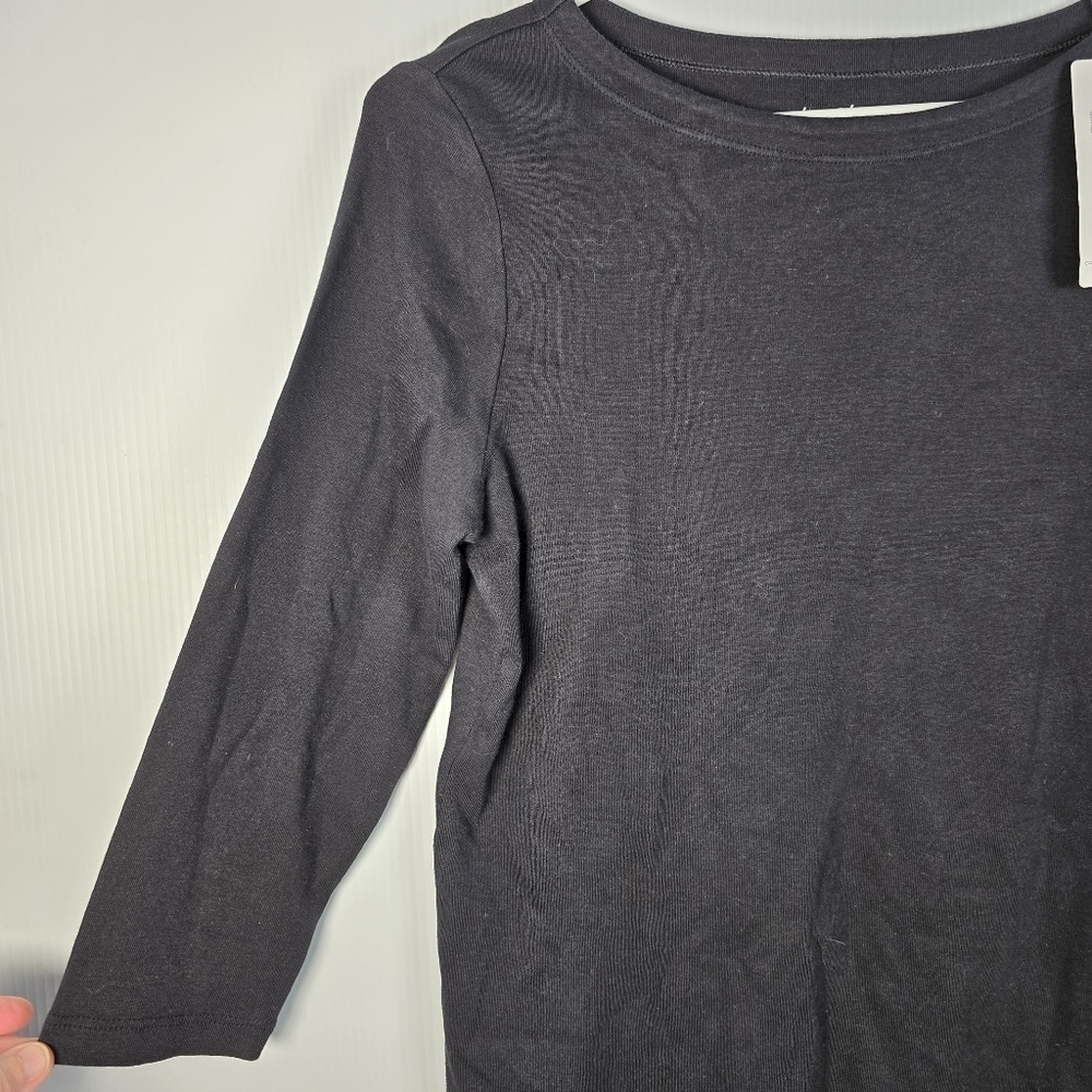 NWT Chico's Classic Black Women's 109% Cotton 3/4 Sleeve Boat Neck Top Chicos 0 - Picture 4 of 10